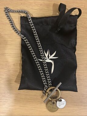 Twisted Silver Capture Chain Two-Tone Toggle Charm Necklace in Silver and Gold